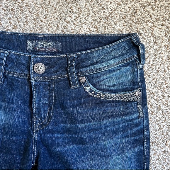 Silver Suki Dark Wash Boot Cut Jeans Midrise Casual Western Size 28 - Picture 2 of 11
